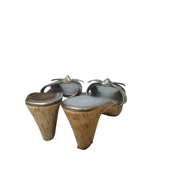 Coach Luxury Silver Slides Platform Sandals Size 10. - Picture 7 of 16